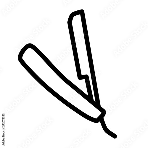 Sharp line icon representing a straight razor used for shaving in personal grooming