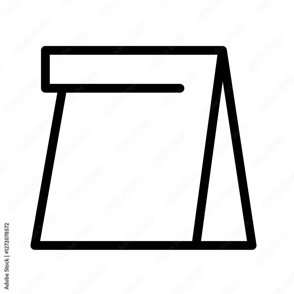 Line icon vector illustration of a folded paper bag suitable for packaging and carrying goods Line icon vector illustration of a folded paper bag suitable for packaging and carrying goods