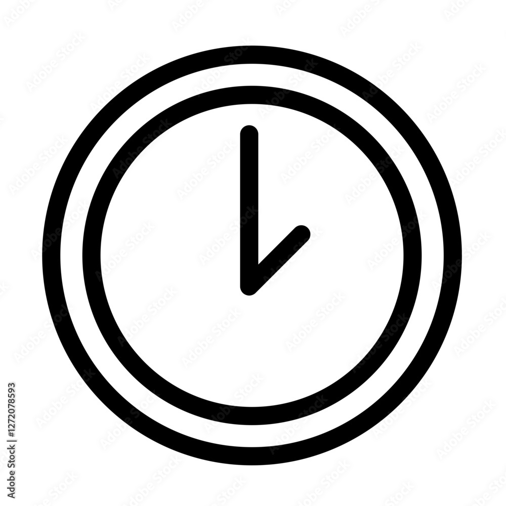Simple line icon representation of a clock showing the time in a minimalist style for graphic design projects Simple line icon representation of a clock showing the time in a minimalist style for graphic design projects