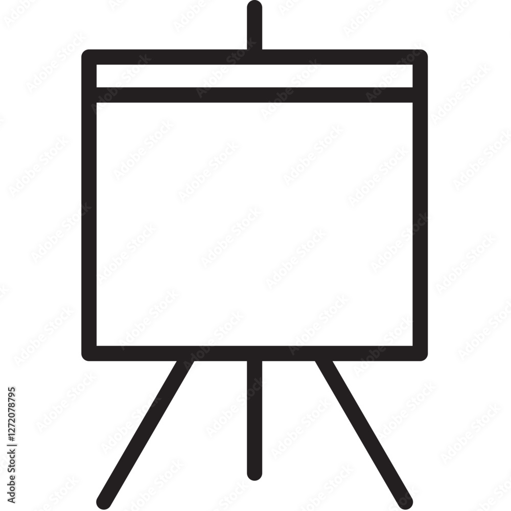 Line icon vector illustration of an easel used for presentations and artwork in creative environments Line icon vector illustration of an easel used for presentations and artwork in creative environments