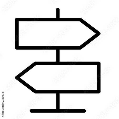 Line icon vector illustration of directional signposts indicating multiple pathways and choices for navigation and travel
