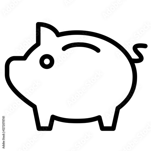 Stylized piggy bank line icon illustration representing savings and financial planning in a minimalistic design