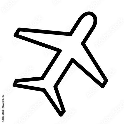 Line icon illustration of an airplane, representing air travel and transportation in a minimalist style for various design applications
