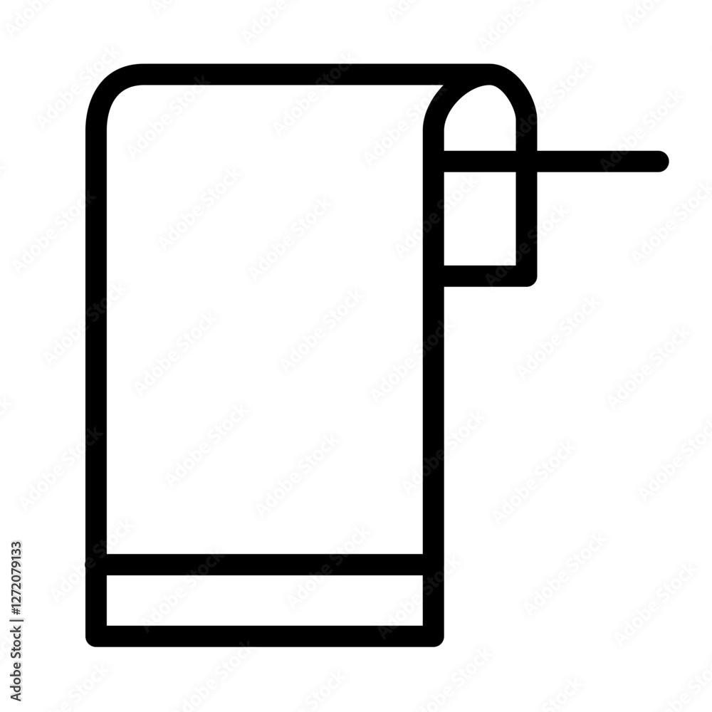 Stylish line icon of rolled towel hanging on a rack in a modern bathroom setting Stylish line icon of rolled towel hanging on a rack in a modern bathroom setting