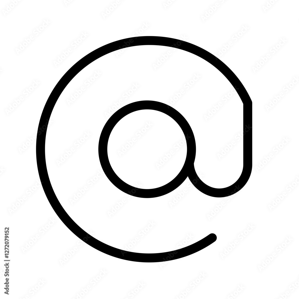 Stylized line icon illustration of the at symbol commonly used in digital communication Stylized line icon illustration of the at symbol commonly used in digital communication