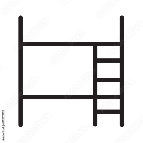 Minimalistic line icon of a bunk bed with a ladder designed for children's rooms and small spaces inspiration