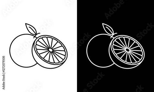 Orange fruit in outline style. Very suitable for logos, icons, prints, and other design complements.