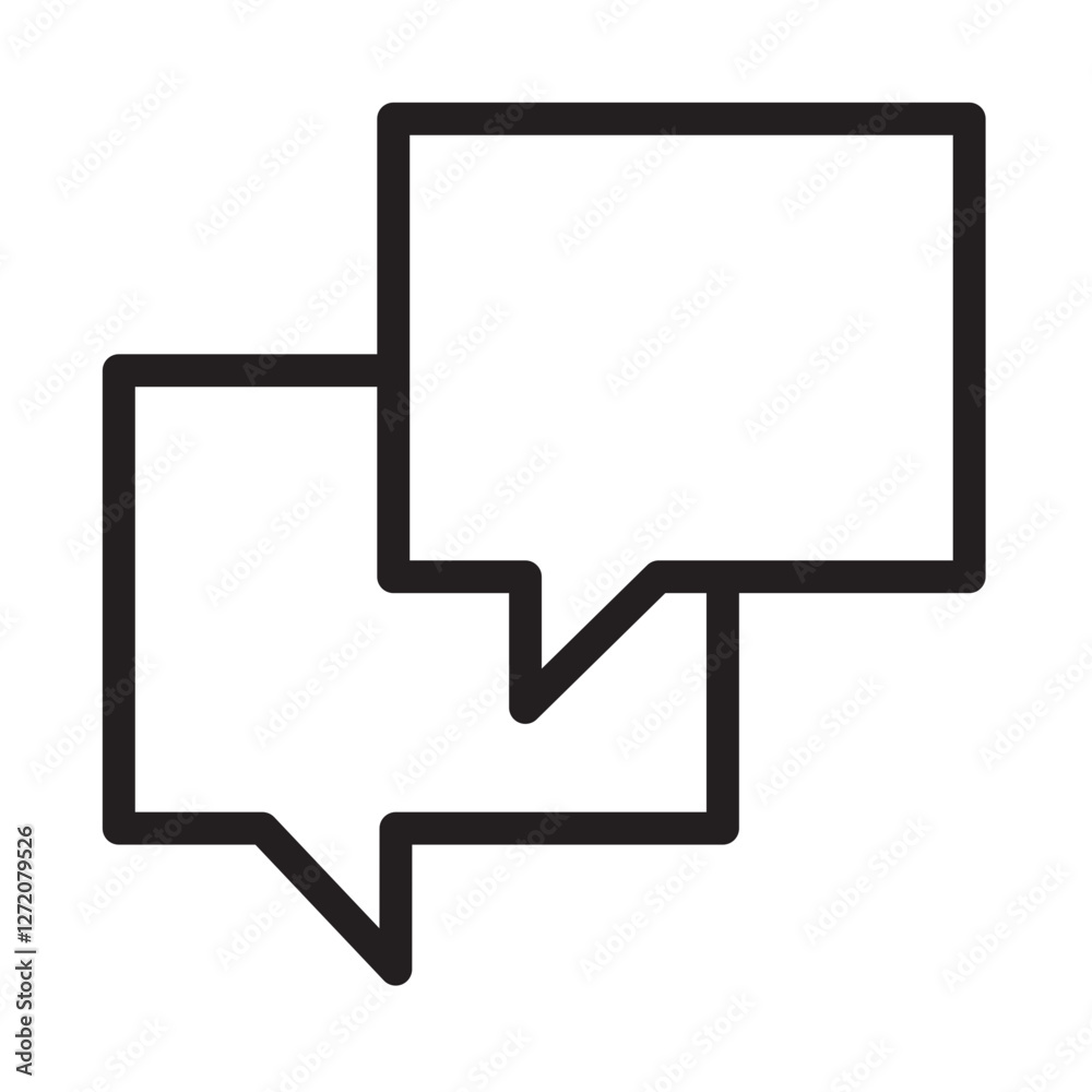 Line icon vector illustration of two speech bubbles representing communication and dialogue in a simple design Line icon vector illustration of two speech bubbles representing communication and dialogue in a simple design