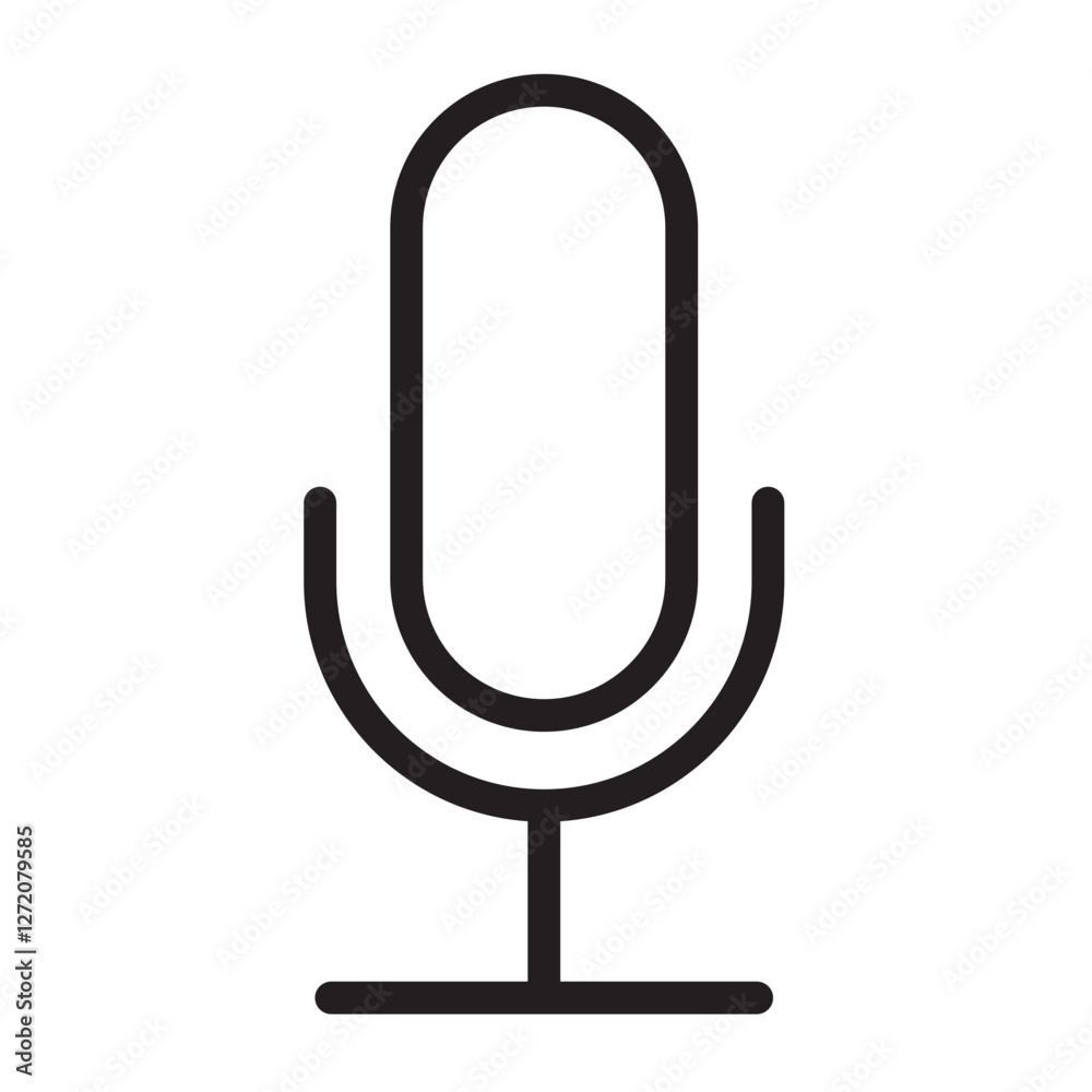 Line icon vector illustration of a microphone symbol representing audio recording or sound production activity Line icon vector illustration of a microphone symbol representing audio recording or sound production activity
