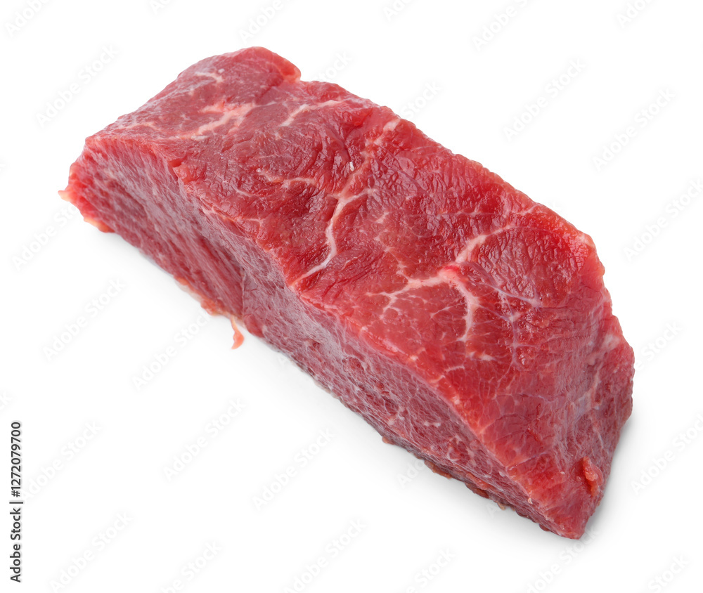 Piece of raw beef meat isolated on white Piece of raw beef meat isolated on white