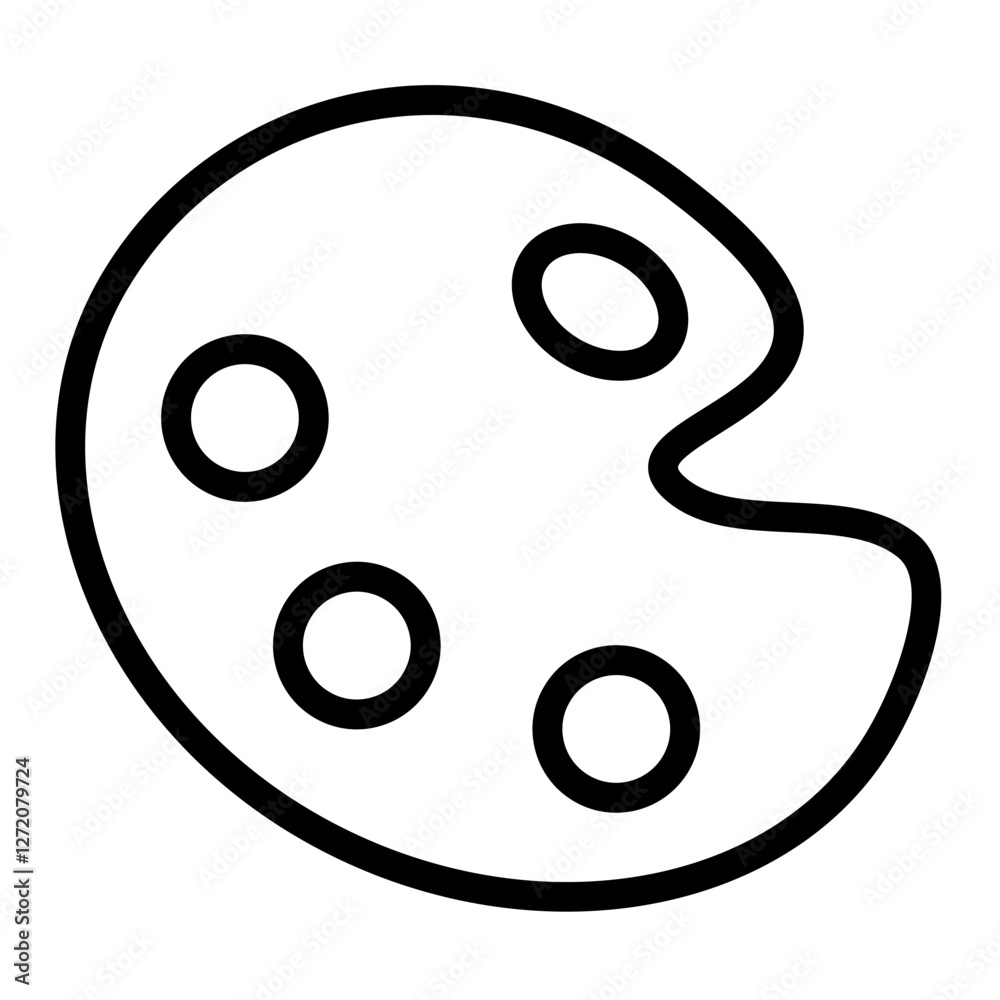Outline of a painter's palette with color spots, representing the tools of art and creativity for painting activities Outline of a painter's palette with color spots, representing the tools of art and creativity for painting activities