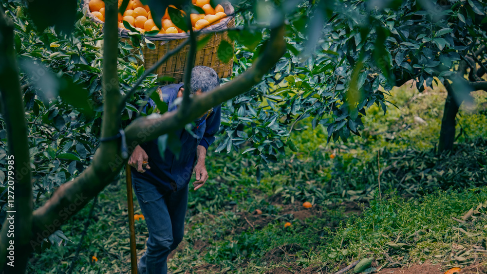 Obraz premium Chinese Orange Planting and Picking