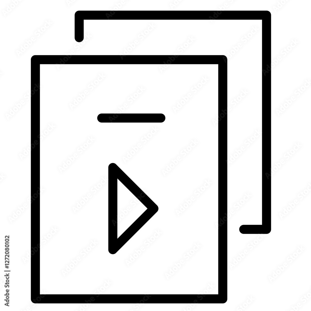 Vector illustration of line icons depicting play buttons and documents in a simple design Vector illustration of line icons depicting play buttons and documents in a simple design