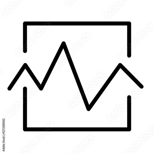 Line icon depicting fluctuating data trends in a simplified vector illustration format for informative graphics and presentations