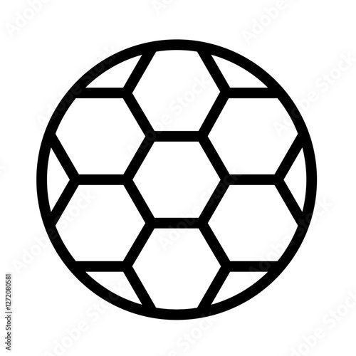 Outline of a soccer ball featuring hexagonal pattern designed as a line icon vector illustration