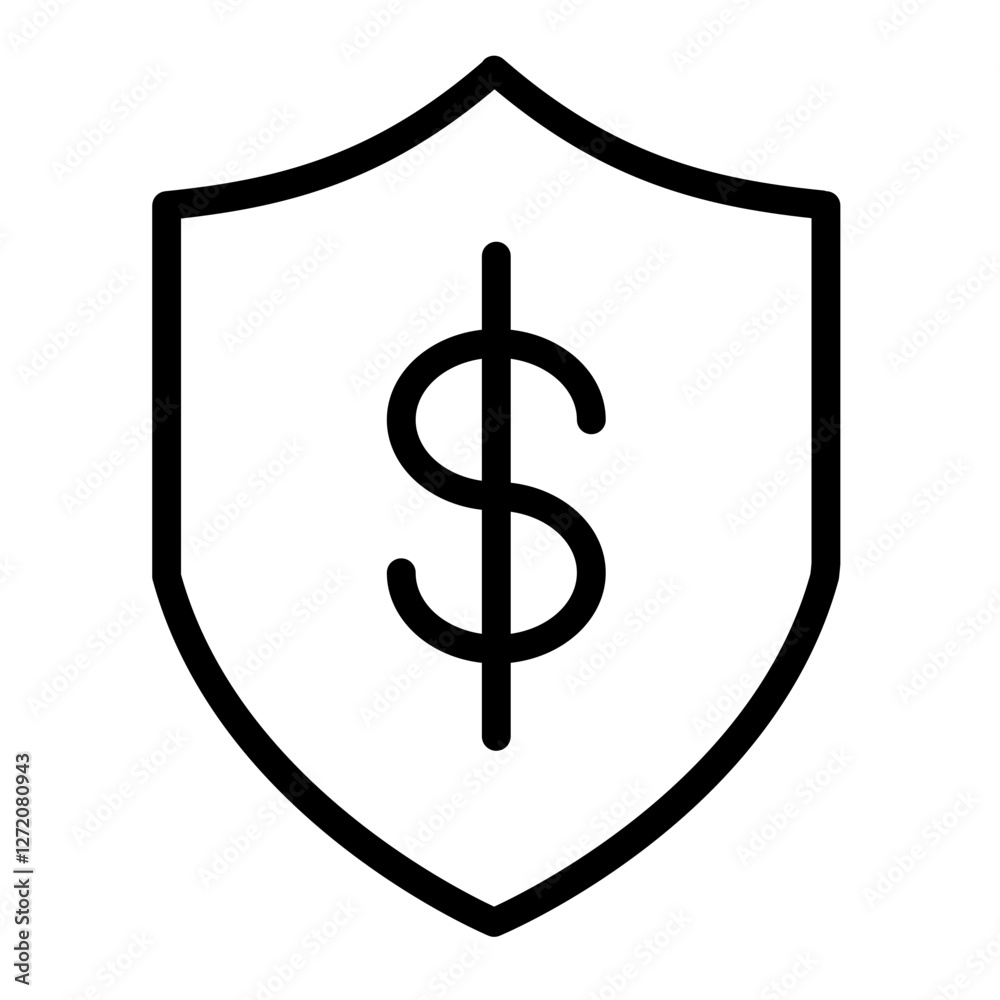 Vector illustration of a shield with a dollar sign, symbolizing financial security and protection in digital commerce and investments Vector illustration of a shield with a dollar sign, symbolizing financial security and protection in digital commerce and investments