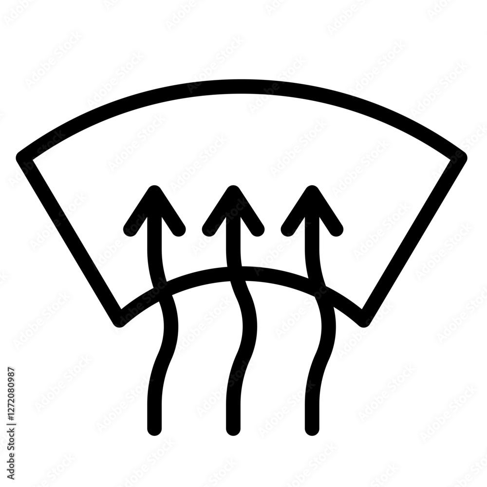 Line icon vector illustration representing airflow in a circular design for ventilation or cooling systems Line icon vector illustration representing airflow in a circular design for ventilation or cooling systems