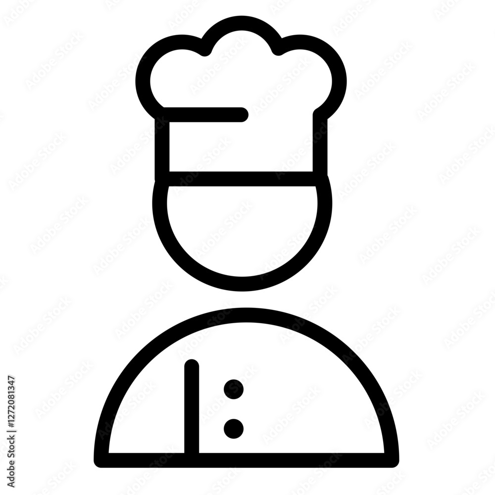 Chef icon depicting a professional cook with a hat and apron in a minimalist style for culinary themes and cooking-related designs Chef icon depicting a professional cook with a hat and apron in a minimalist style for culinary themes and cooking-related designs