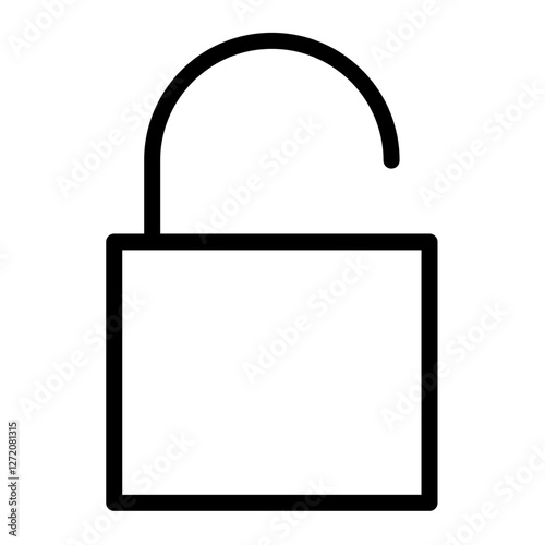 Line icon of an unlocked padlock symbolizing security and freedom in digital spaces or personal life contexts