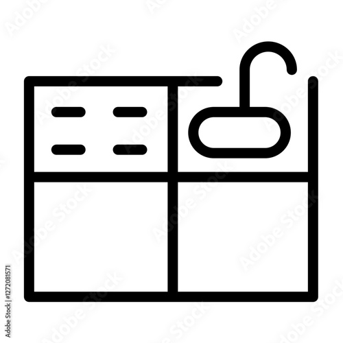 Kitchen sink line icon design for modern home interior with minimalistic style and functional layout for efficient cooking