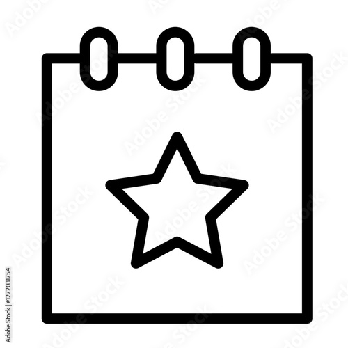 Line icon vector illustration of a notepad with a star symbol, ideal for highlighting important notes and reminders