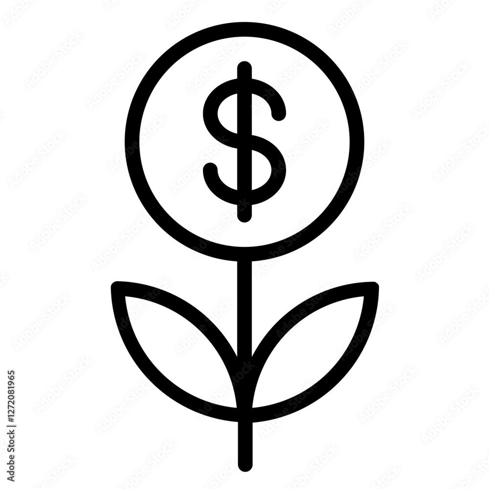 Flower design featuring a dollar sign as the center symbolizing financial growth and prosperity in modern economics Flower design featuring a dollar sign as the center symbolizing financial growth and prosperity in modern economics