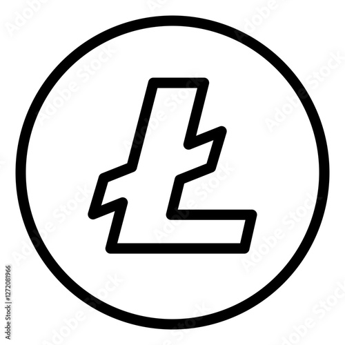 Line icon representation of a cryptocurrency symbol designed for digital finance and electronic transactions