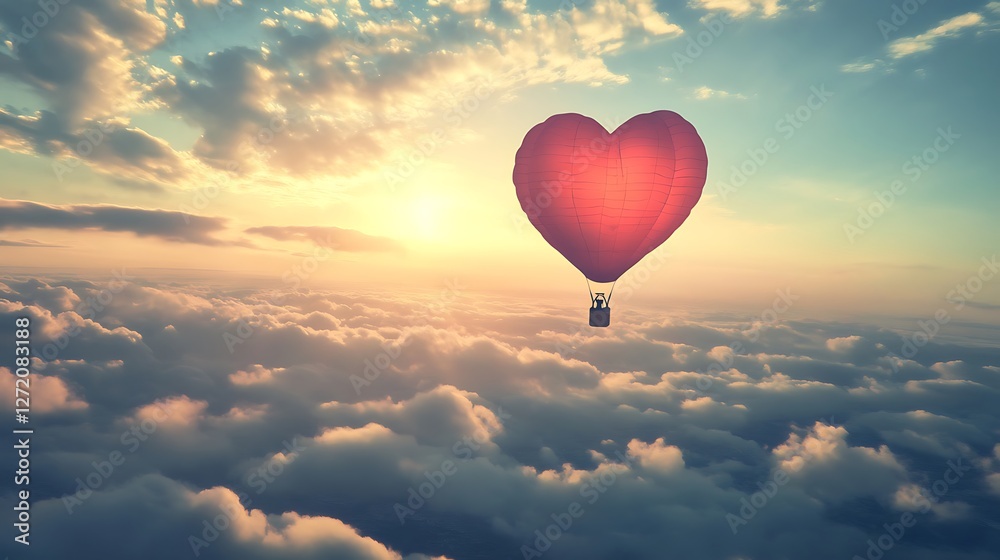 Fototapeta premium A heart-shaped cloud in a blue sky