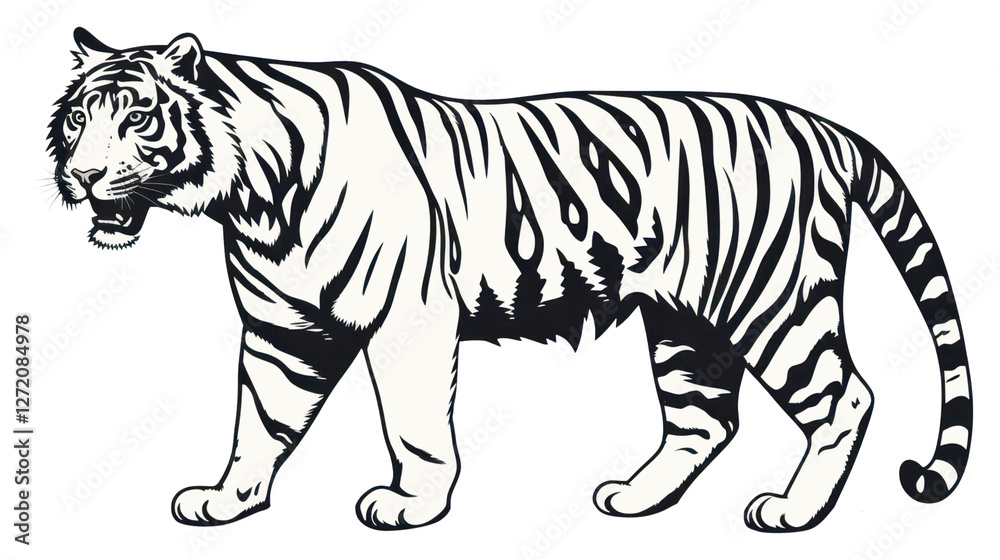 Fototapeta premium PNG Tiger wildlife animal mammal.