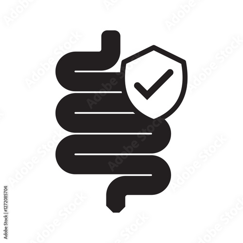 Healthy intestine vector icon. Bowels and checkmark, intestines symbol.
