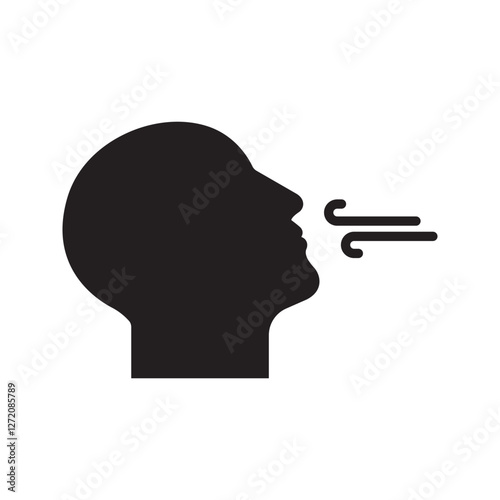 Breathing icon. Breath difficulties sign. Respiration problems symbol. vector illustration on white background
