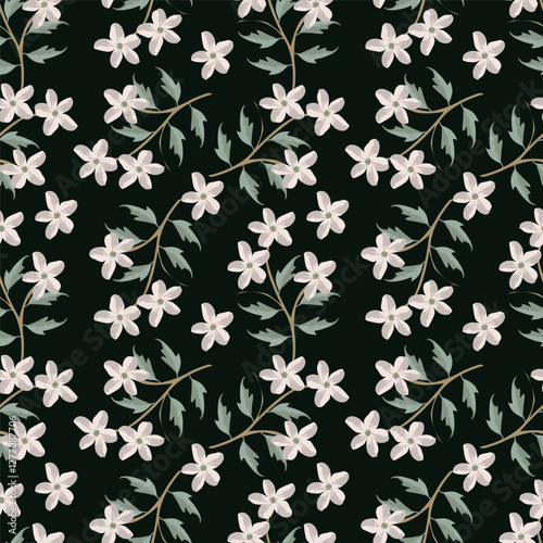 Seamless pattern with floral motifs. Vector illustration.