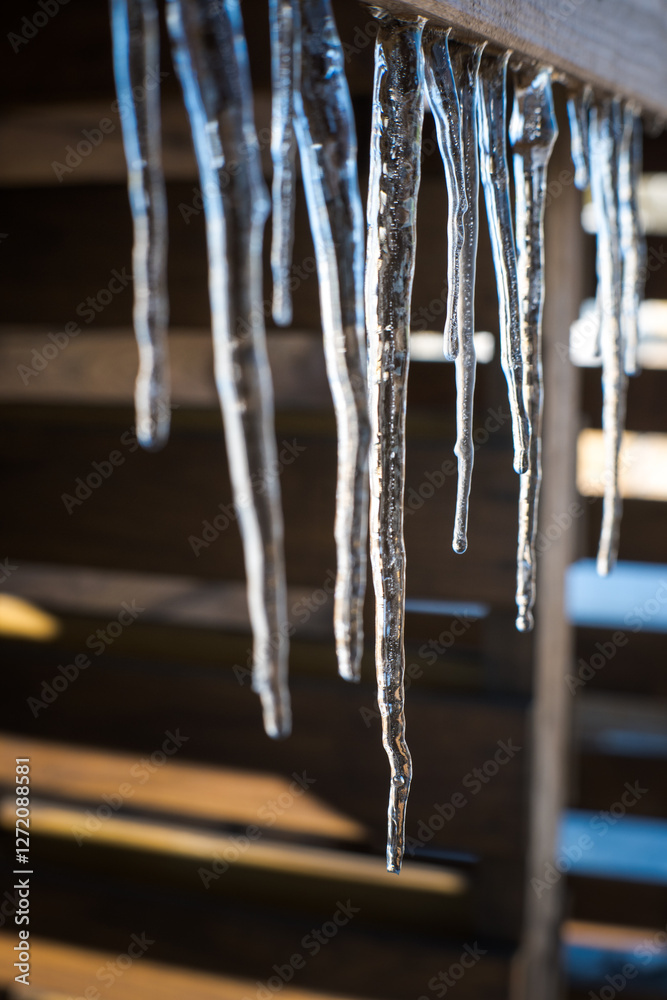 Melting ice, icicles, approaching thaw.