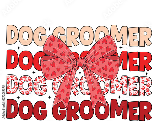 Coquette bow dog groomer EPS Vector, Valentine Dog Grooming Hair Dryer Heart EPS Vector, Dog Grooming EPS Vector, Pet EPS Vector, Paw Print EPS Vector, Love EPS Vector, Dog stylist EPS Vector, Dog Sal