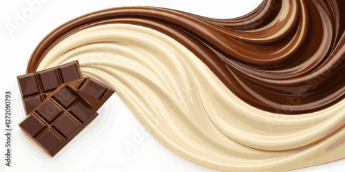  Abstract liquid chocolate wavey swirl texture banner background.