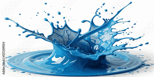 Abstract blue paint brush stoke painting surface texture isolated white background.