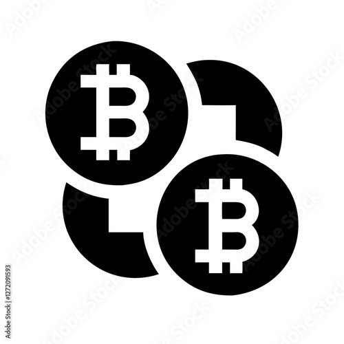Vector art of bitcoin cryptocurrency coins overlapping each other isolated on white background representing digital finance and decentralized electronic cash
