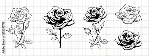 Rose flower design. Flower Silhouette vector flat illustration. Cutting file. Suitable for cutting software. Cricut, Silhouette.
