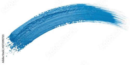 Abstract blue paint brush stoke painting surface texture isolated white background.
