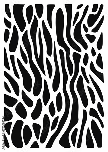Abstract Stone Wall Laser-Cut Stencil Design in Black and White

