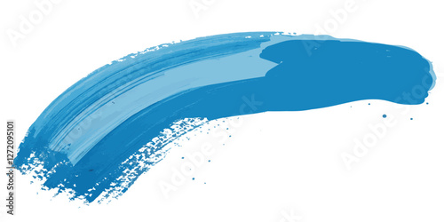 Abstract blue paint brush stoke painting surface texture isolated white background.
