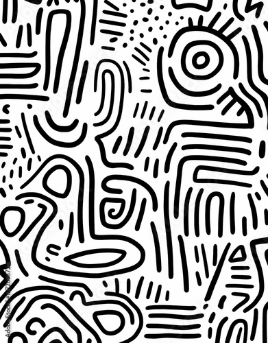 Intricate Pattern of Wavy Lines for Bedroom Wall

