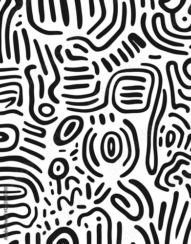 Intricate Pattern of Wavy Lines for Bedroom Wall

