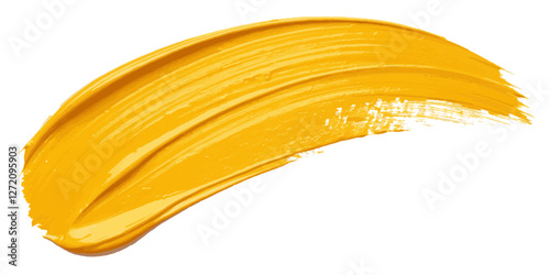 Abstract yellow brush stoke paint surface texture white background.