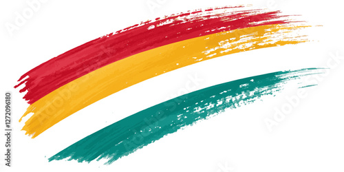 Abstract vibrant rainbow color brush stoke paint surface texture white background.