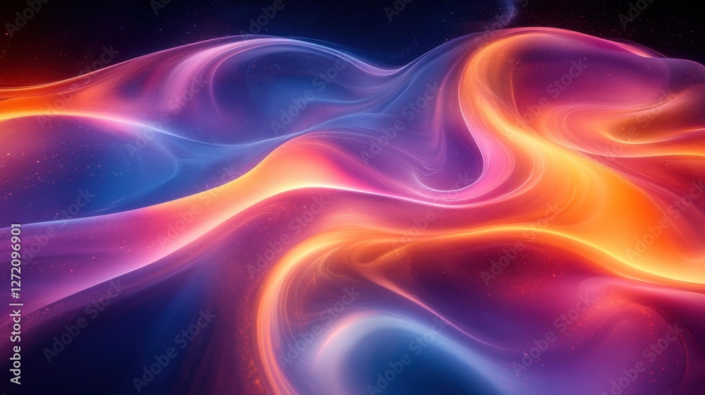 Fototapeta premium Abstract Colorful Waves in Vibrant Purple and Orange Tones