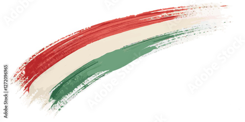 Abstract vibrant rainbow color brush stoke paint surface texture white background.