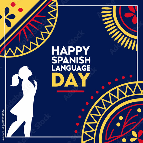 Spanish Language Day Vector Design Featuring a Flamenco-Inspired Silhouette with Traditional Spanish Motifs, Celebrating the Passion, Culture, and Artistic Expression of the Spanish Language