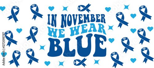 In November we wear blue EPS Vector, Coquette bow EPS Vector, Diabetes Awareness EPS Vector, Dalmatian dots EPS Vector, race EPS Vector, Hope EPS Vector, Retro Blue Ribbon Awareness EPS Vector