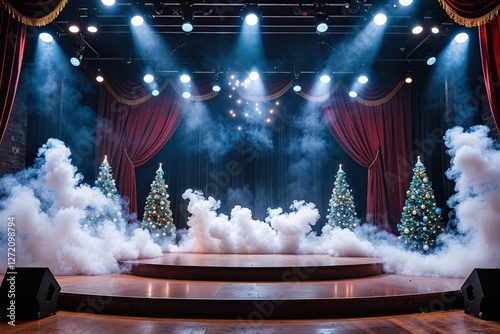 Elegant White Smoke Theater Backdrop for Holiday Performances and Events